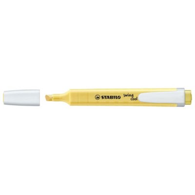 STABILO Evidenziatore SWING COOL PASTEL, punta a scalpello, inchiostro a base d'acqua e cappuccio ventilato - 4mm - Giallo