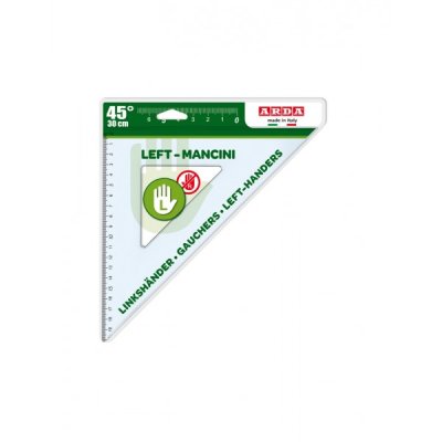 Squadra 45° left 30cm, per mancini colore azzurro trasparente