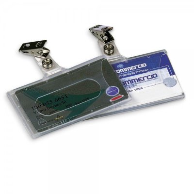 Porta badge semirigido, con clip colore trasparente