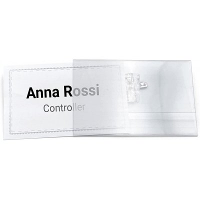 Porta badge semirigido, con clip colore trasparente