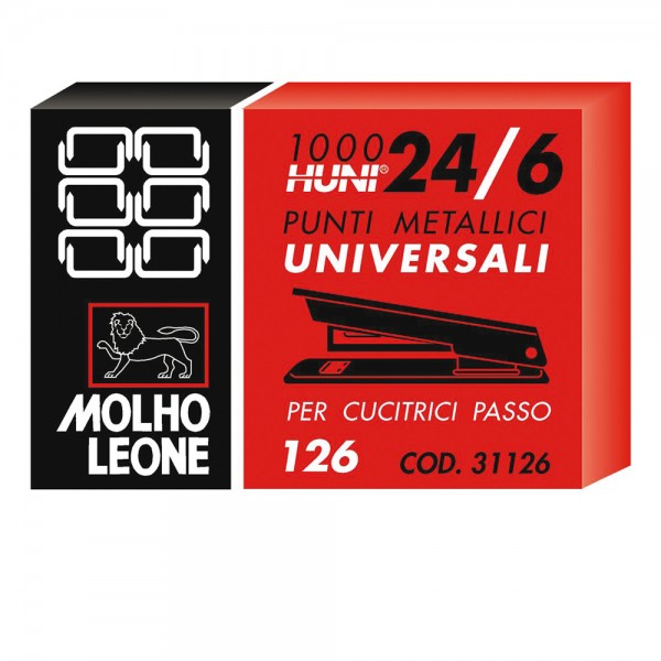 MOLHO LEONE punti per cucitrici 24/6 scatola da 1000 punti in filo metallico