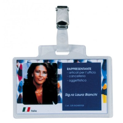 Portanome pass 3ecr, con clip colore trasparente