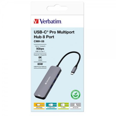Multiport - hub 8 porte usb-c colore nero