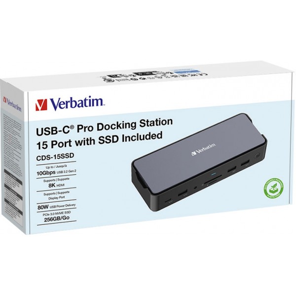 Docking station 15 porte con ssd da 256 gb inclusa colore nero