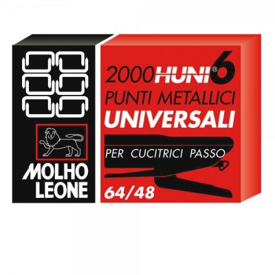 MOLHO LEONE punti per cucitrici 6/4 scatola da 2000 punti in filo metallico