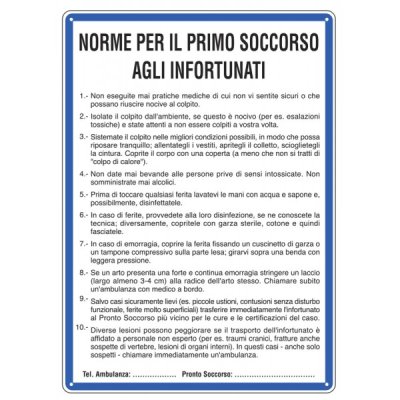 Cartello "norme di pronto soccorso"