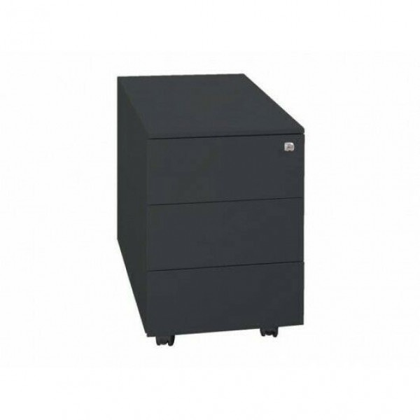 Cassettiera kubo con ruote, 3 cassetti colore nero