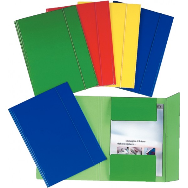 ESSELTE cartellina a 3 lembi con elastico tondo 26,5x35cm - 550g - Blu