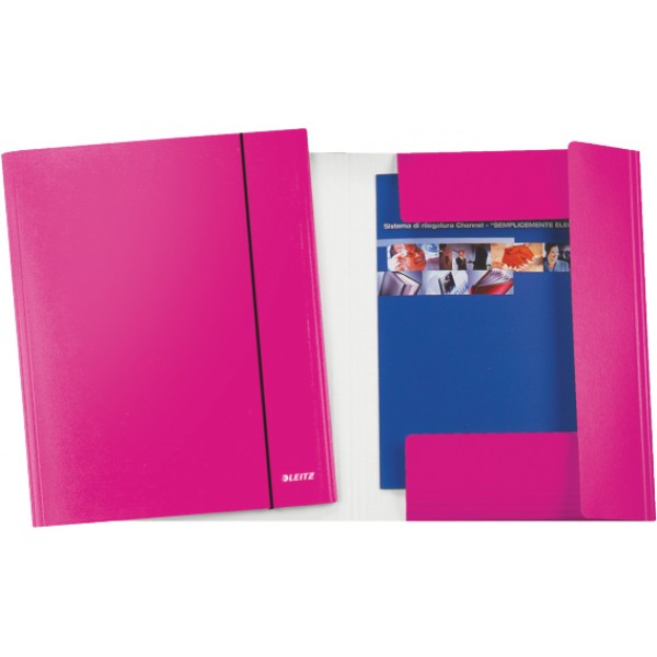 LEITZ cartellina a 3 lembi con elastico 34,7x26,4cm - 80g - Fucsia