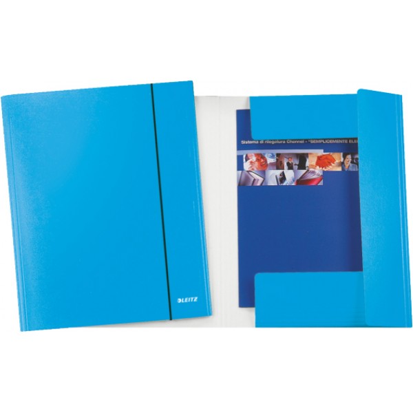 LEITZ cartellina a 3 lembi con elastico 34,7x26,4cm - 80g - Azzurro
