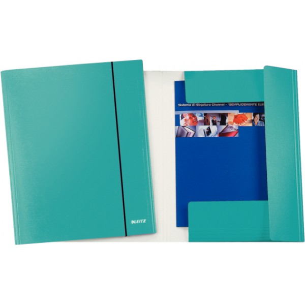 LEITZ cartellina a 3 lembi con elastico 34,7x26,4cm - 80g - Acqua marina