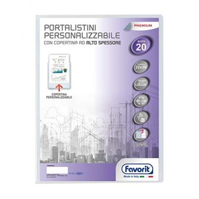 Portalistini personalizzabili premium, 20 buste 22x30cm colore trasparente