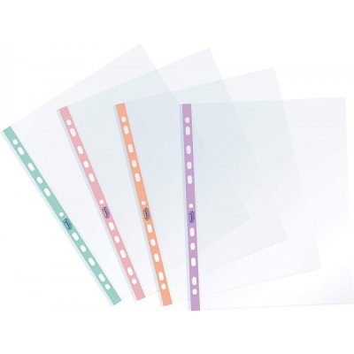 Buste a foratura con banda colorata p@stel 22x30cm colore trasparente, banda rosa