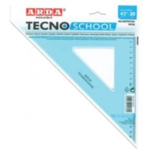 Squadra 45° tecnoschool 35cm colore azzurro trasparente