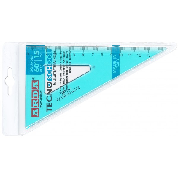 Squadra 60° tecnoschool 15cm colore azzurro trasparente