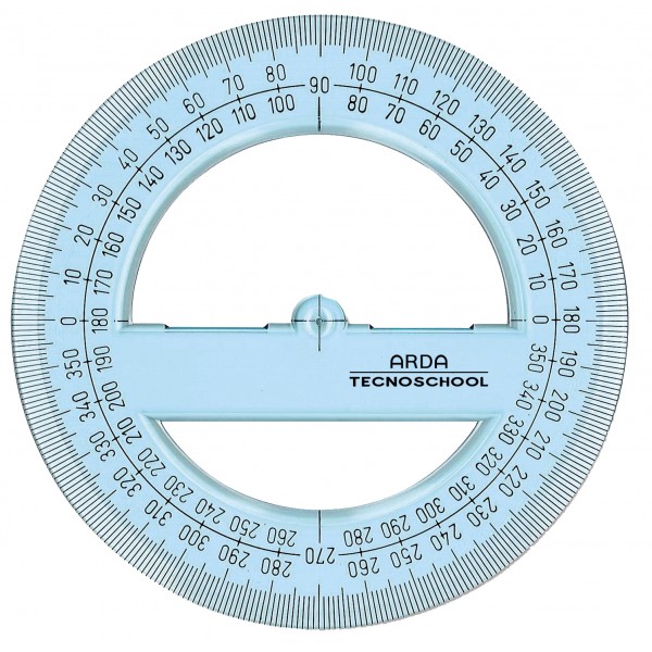 Goniometro 360° tecnoschool 12cm colore azzurro trasparente