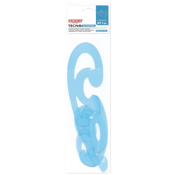 Curvilinea tecnoschool set 3pz colore azzurro trasparente