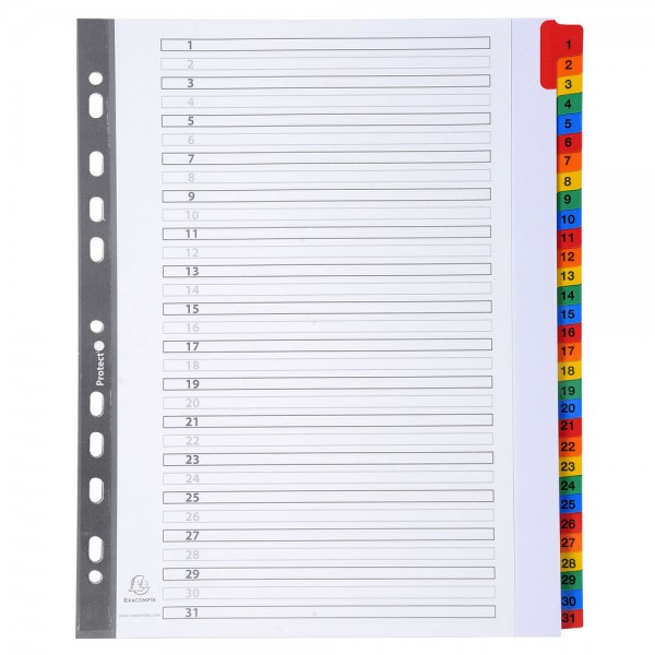 Intercalari plastificati 31 tasti 31-1, col. assortiti colore assortiti grammatura 160gr