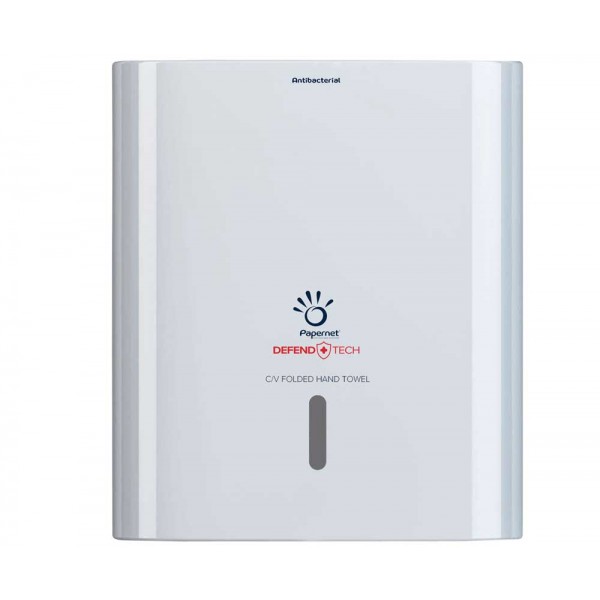 PAPERNET dispenser antibatterico asciugamano piegati a C/V, max 2,5 clips, 33,60x14,50cm