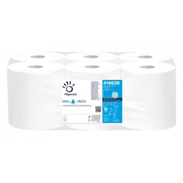 PAPERNET asciugamani Drytech Autocut da 300m,1 strappo in pura cellulosa, goffratura micro, 1 velo