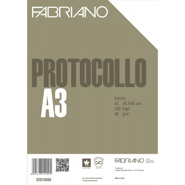 Foglio protocollo colore bianco grammatura 60gr