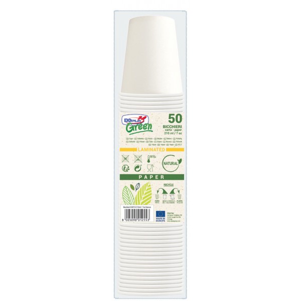 Bicchieri bio carta, 210ml, 50pz colore bianco