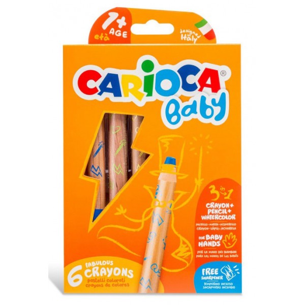 Pastelli a cera 3 in 1 crayon baby 1+ colore assortiti