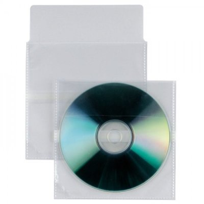 SEI 25 buste per CD/DVD in PP liscio, patella di chiusura e striscia autoadesiva sul retro