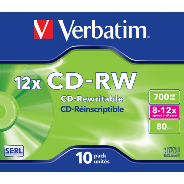 VERBATIM CD-RW 700MB con tecnologia SERL scatola da 10 CD