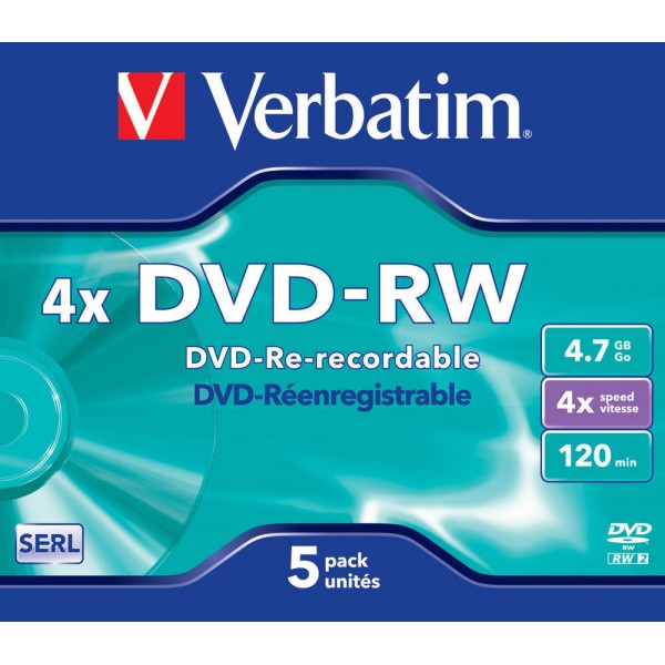 VERBATIM 5 DVD-RW da 4.7GB con tecnologia SERL
