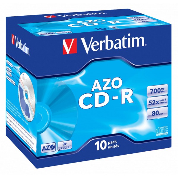VERBATIM CD-R 700MB con tecnologia AZO scatola da 10 CD