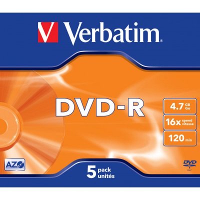 VERBATIM 5 DVD-R da 4.7GB con tecnologia AZO