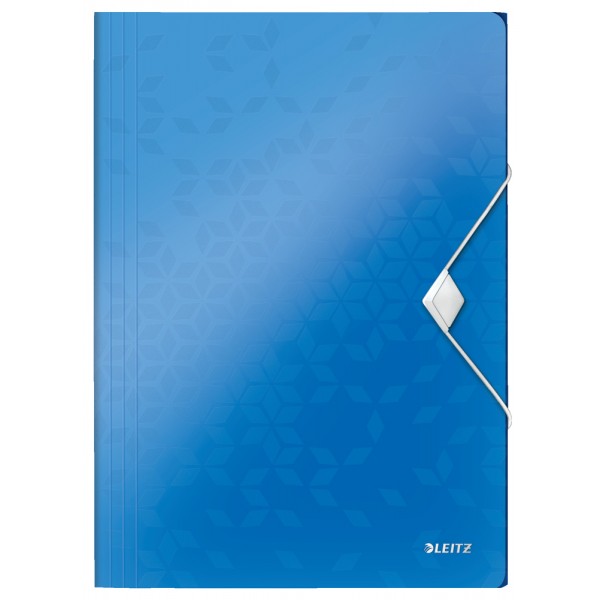 Wow - cartellina con elastico colore blu metallizzato