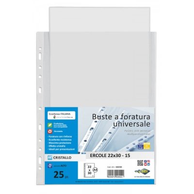 Buste forate ercole cat a4 - 21x29,7cm colore trasparente