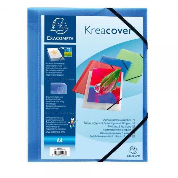 Kreacover - cartellina con elastico colore blu