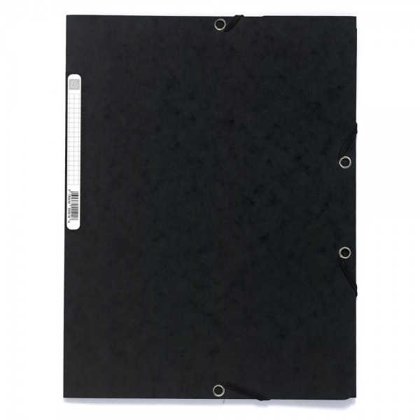 EXACOMPTA cartellina a 3 lembi con elastico angolare 24x32cm - 400g - Nero