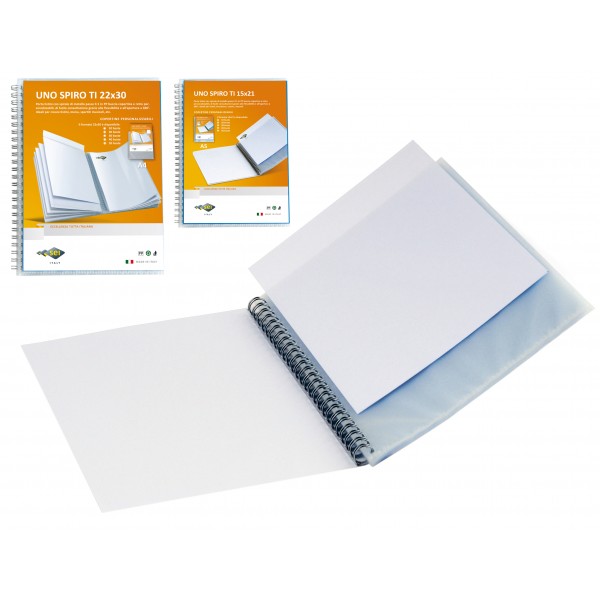 Portalistini personalizzabili uno spiro ti, 30 buste 22x30cm colore trasparente