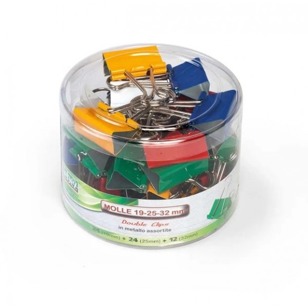 Double clips in barattolo 60pz colore assortiti