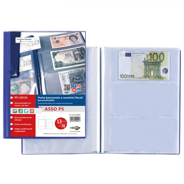 Album personalizzabili asso ps, 13 buste 24x31cm colore blu