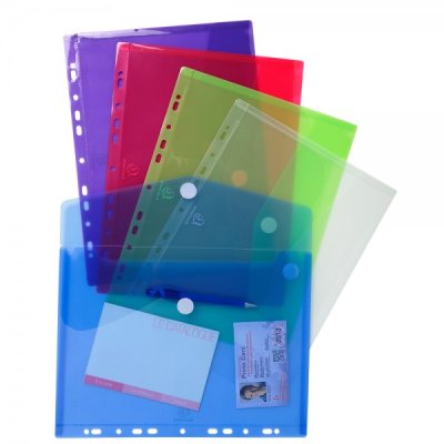 Busta forate con chiusura a bottone 24x31,5cm colore assortiti