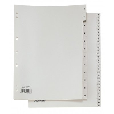 Divisori record, 12 tasti 1-12 colore grigio