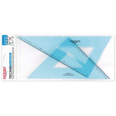 Coppia squadre tecnoschool 45° e 60° colore azzurro trasparente