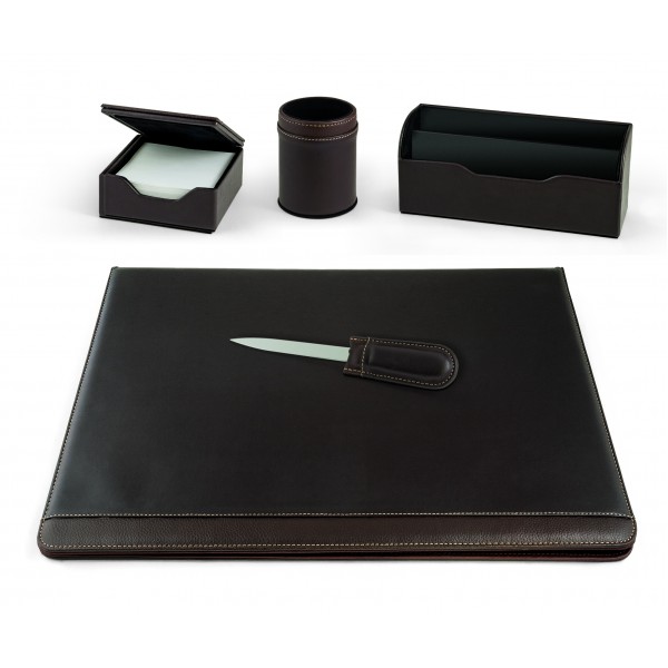 Set scrivania 5pz colore marrone