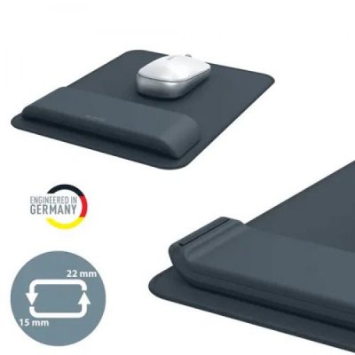 Leitz ergo - tappetino per mouse con poggiapolsi regolabile colore grigio scuro