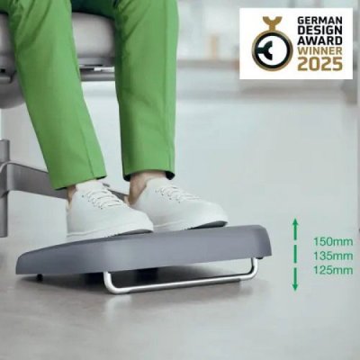 leitz ergo - poggiapiedi da scrivania regolabile, con 80% di plastica riciclata colore grigio scuro