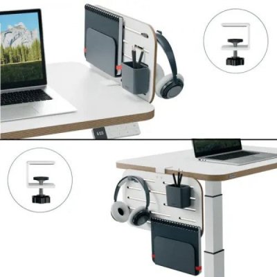 Leitz ergo - pannello forato piccolo con accessori - portapenne, gancio per cuffie e portablocco colore bianco