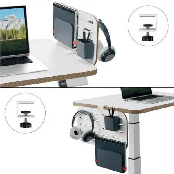 Leitz ergo - pannello forato piccolo con accessori - portapenne, gancio per cuffie e portablocco colore bianco