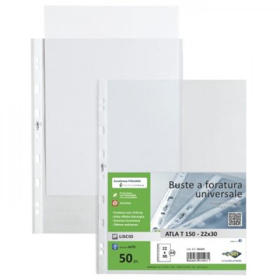 Buste forate atla, liscia a4 - 21x29,7cm colore trasparente