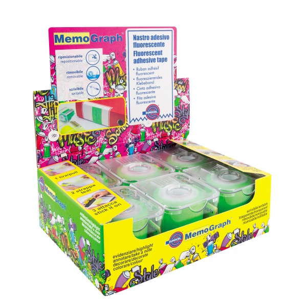 Memograph dispenser 50mmx10m verde fluo colore verde fluo