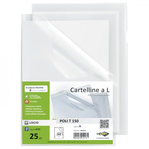 Cartelline a l poli t a4 - 21x29,7cm colore trasparente